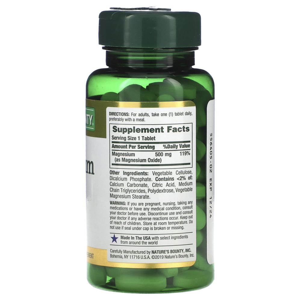نيتشرز باونتي - أقراص مغنيسيوم 500 ملغ - 100 قرص مغلف
