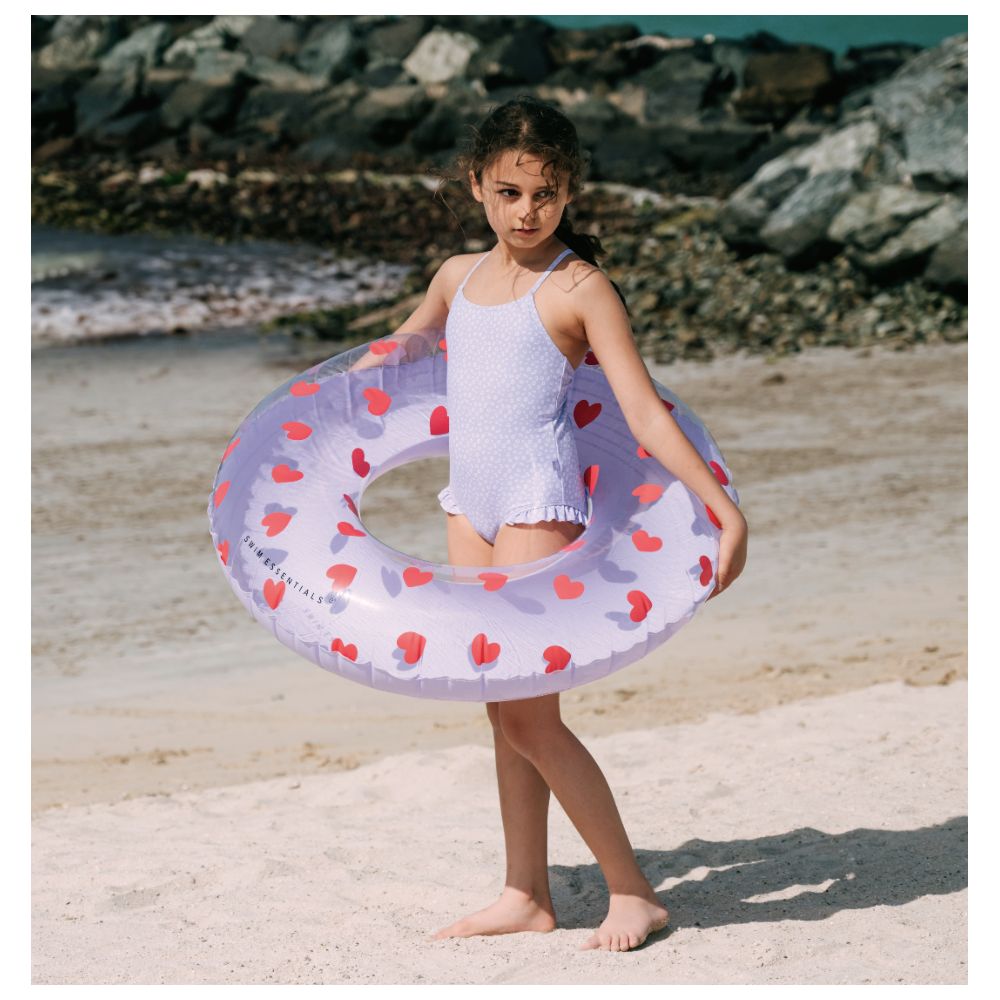 سويم إسينشالز - عوامة  شفافة - قلب - ليلكي - 90 سم