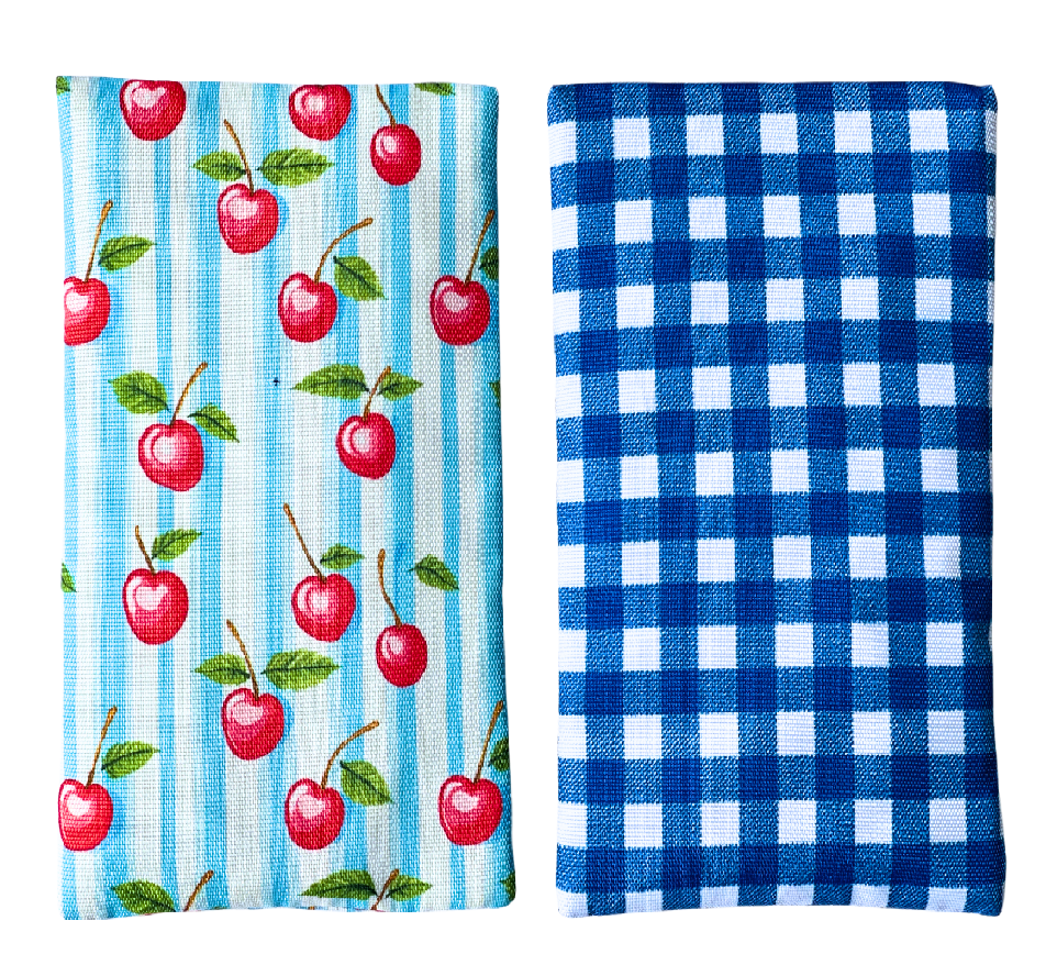 Yumbox - No-Sweat Soft Gel Ice Packs With Fabric Sleeves - Vichy And Cherries - 2 Pcs