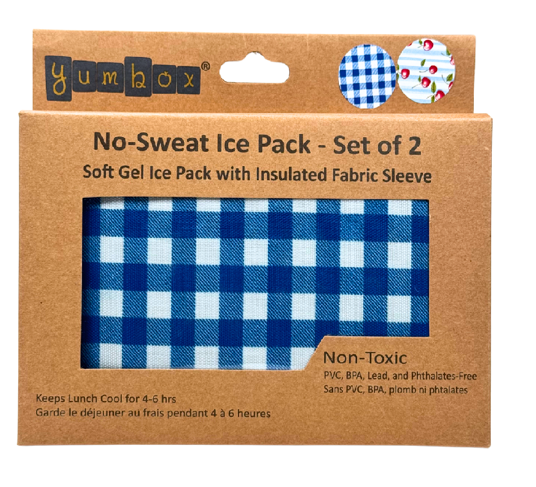 Yumbox - No-Sweat Soft Gel Ice Packs With Fabric Sleeves - Vichy And Cherries - 2 Pcs