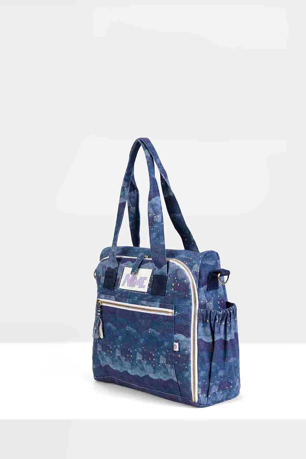 Mi Dulce An'ya - Organic Night Sky Printed Diaper Bag - Blue