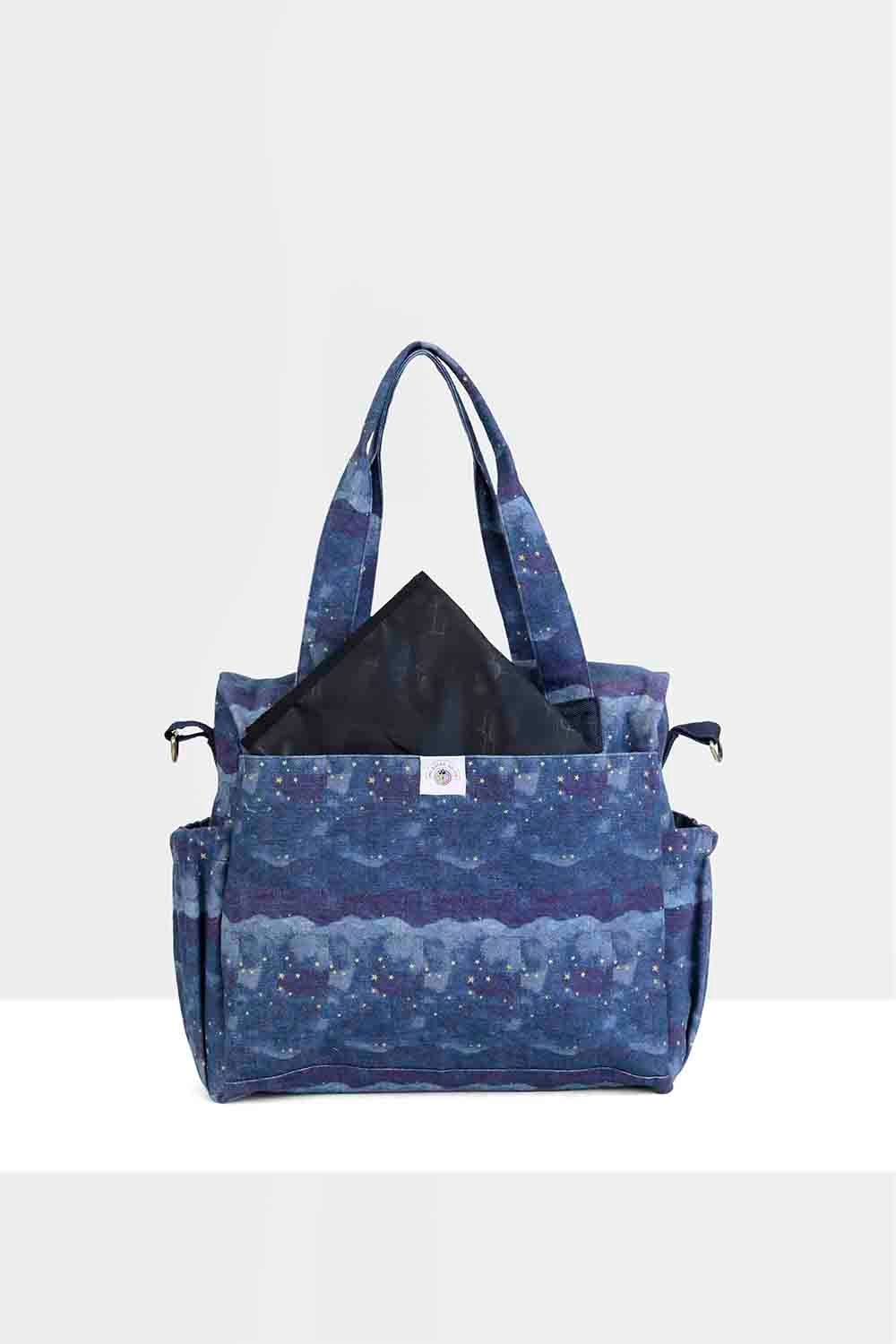Mi Dulce An'ya - Organic Night Sky Printed Diaper Bag - Blue