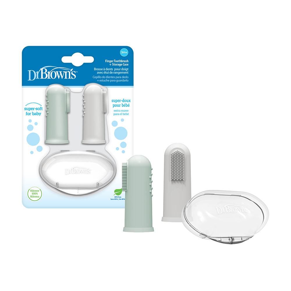 Dr. Browns - Silicone Finger Toothbrush With Case - 2 Pc Set