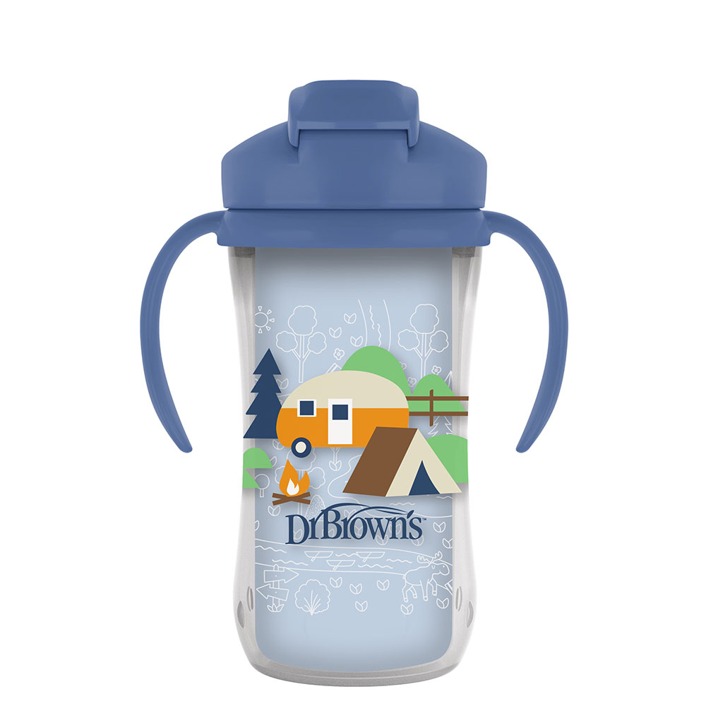 Dr. Browns - Insulated Straw Cup With Handles - Blue - 300 ml