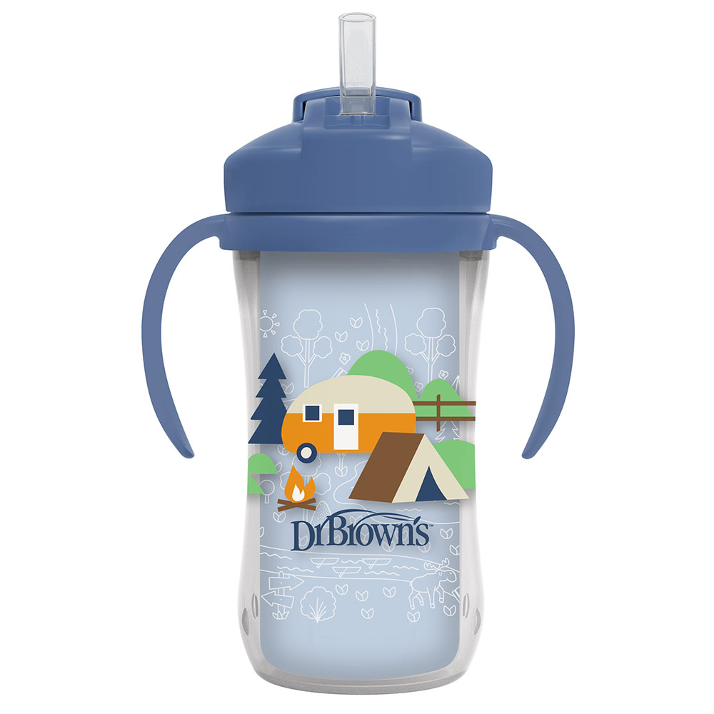 Dr. Browns - Insulated Straw Cup With Handles - Blue - 300 ml