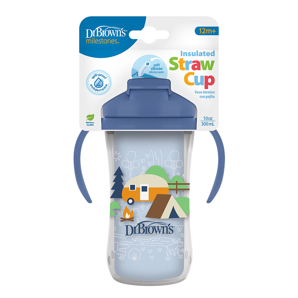 Dr. Browns - Insulated Straw Cup With Handles - Blue - 300 ml