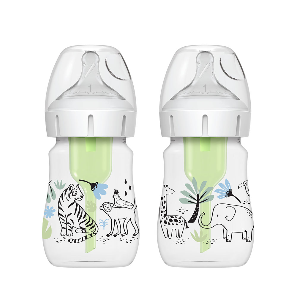 Dr. Browns - Options+ Wide Neck Baby Bottles - Jungle - 2 Pc Set - 150 ml