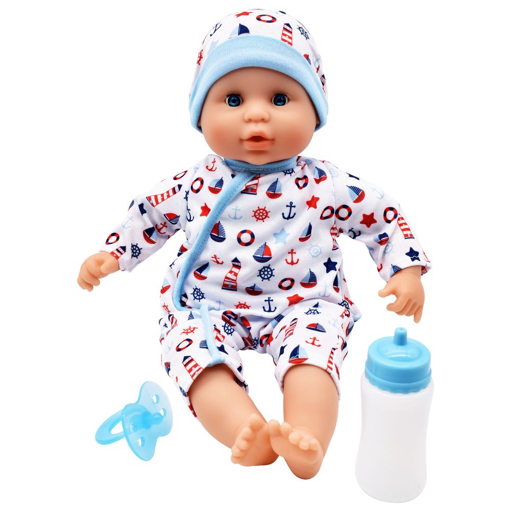 Dollsworld - Baby Joy Soft Bodied Baby Doll - Blue - 38 cm - 3 Pcs