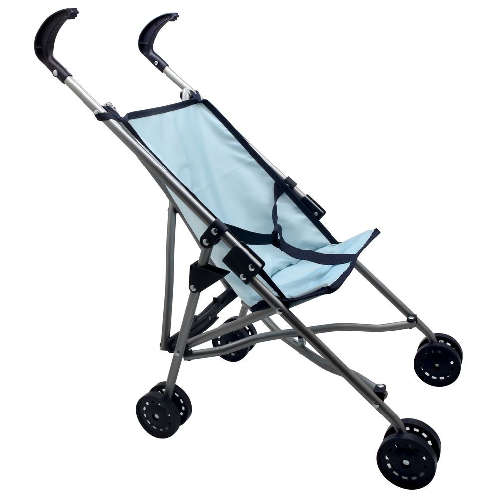 Dollsworld - Foldable Baby Doll Stroller Pram - Sky Blue