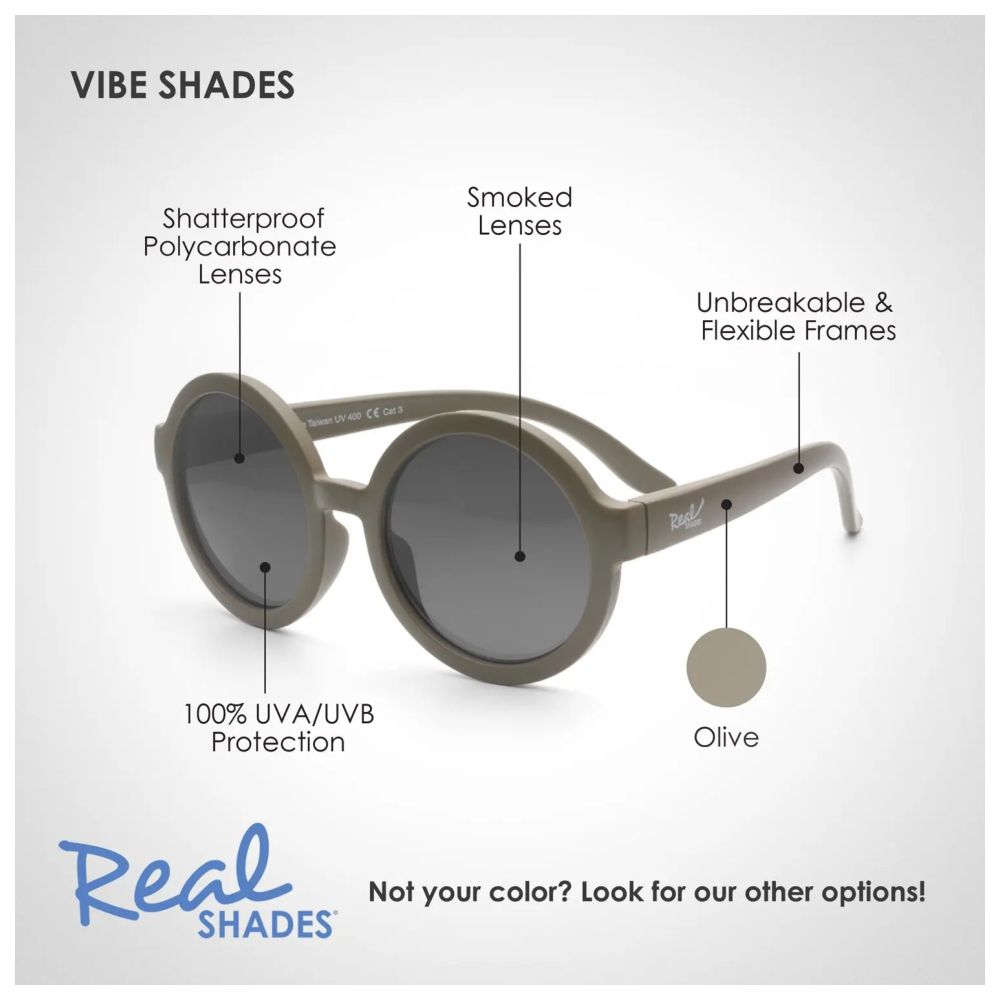 Real Shades - Vibe Smoke Lens Sunglasses - Olive Branch