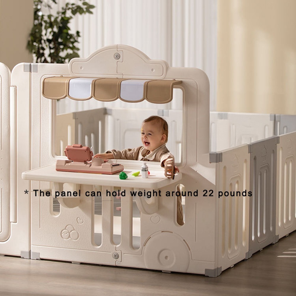 Megastar - Toddler Food Truck Play Yard Playpen - Beige