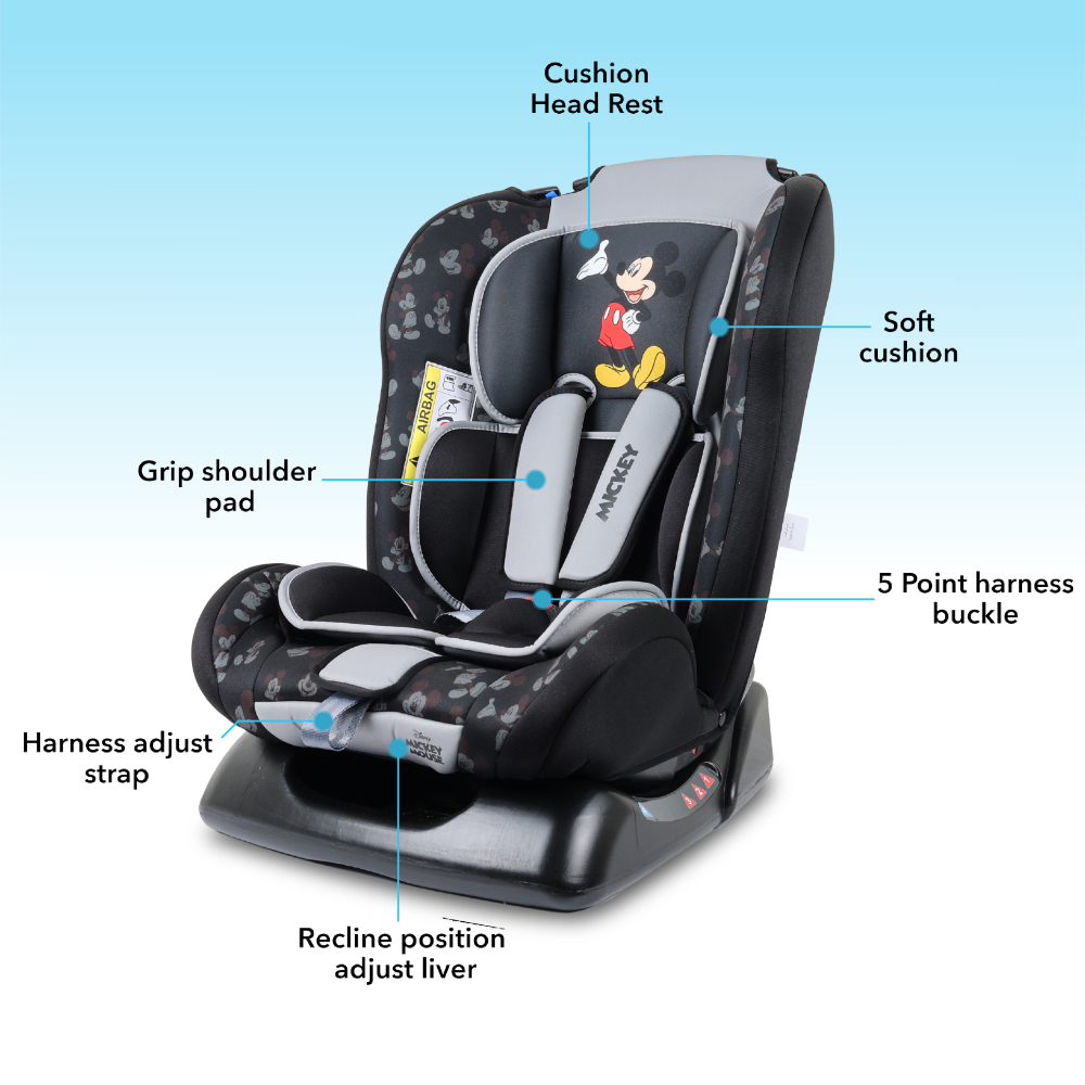 ديزني - مقعد سيارة للأطفال والرضع ٣ في ١ ميكي ماوس - رمادي