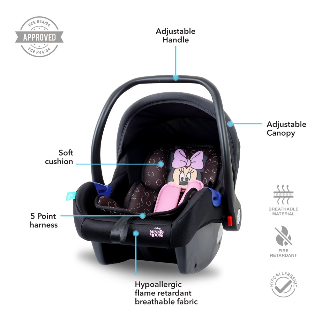 ديزني - مقعد سيارة للأطفال / شيالة أطفال ميني ماوس - وردي