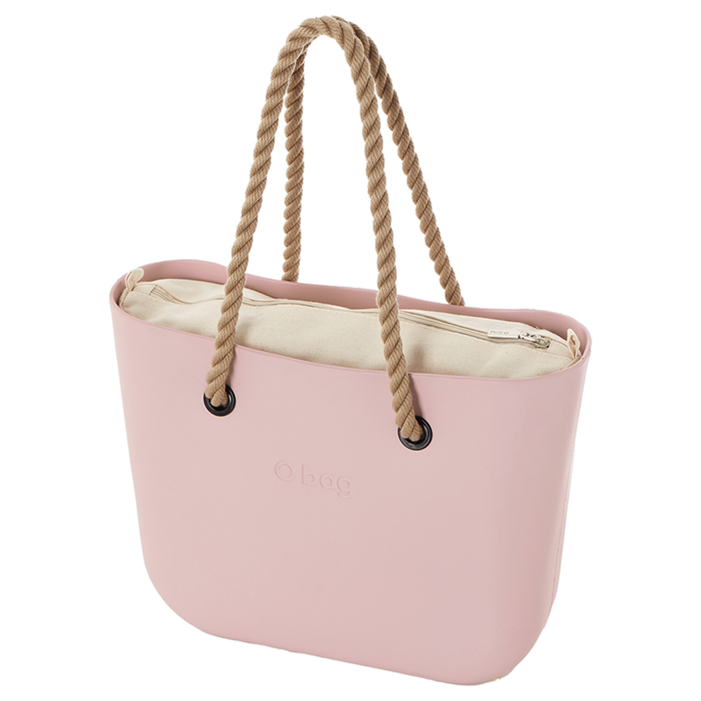O Bag - Classic XL Bag With Inner Canvas Fabric & Long Rope Handle - Rosa Smoke