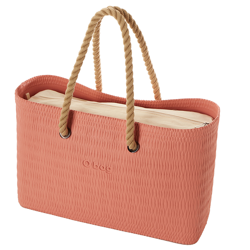O Bag - Beach XL Bag With Fabric Canvas Inner & Long Rope Handles Natural - Erika