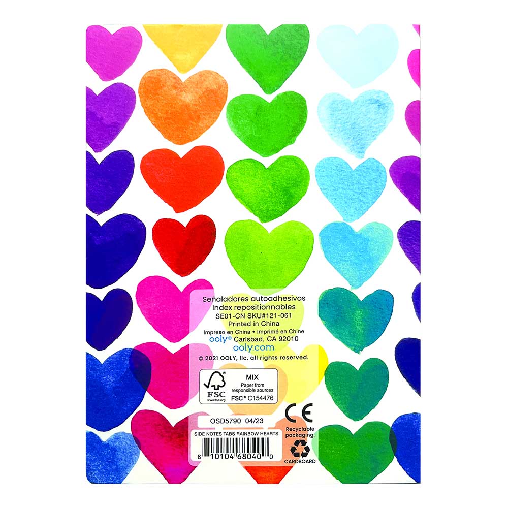 Ooly - Side Notes Sticky Tab Notes Set - Rainbow Hearts