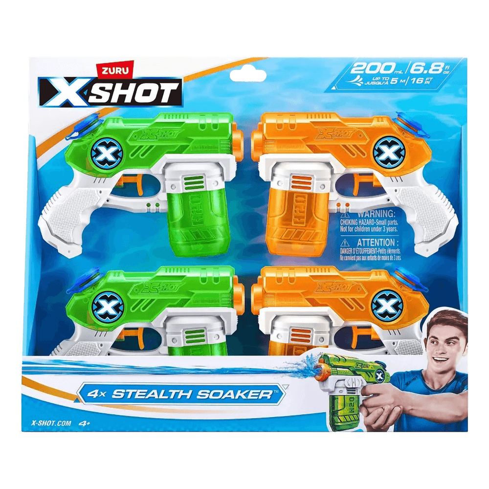 X-Shot - Stealth Soaker Water Blaster - Multicolor - Small - 4 Pcs