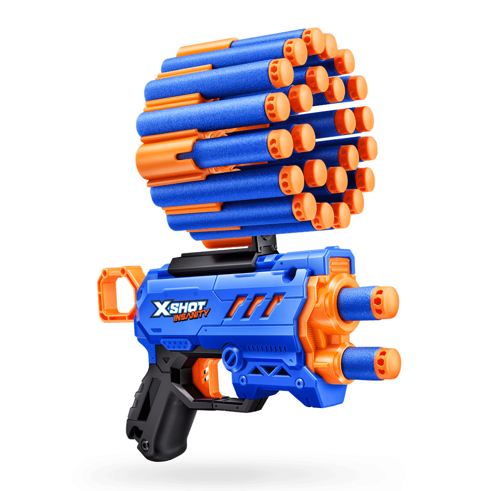 إكس-شوت - بلاستر ميكرو جنون مع 24 رصاصة - أزرق/برتقالي