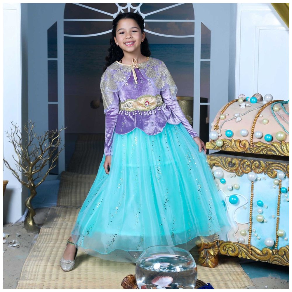 بارتي سنتر - زي الأميرة الذهبية آرييل مع إكسسوار للرأس