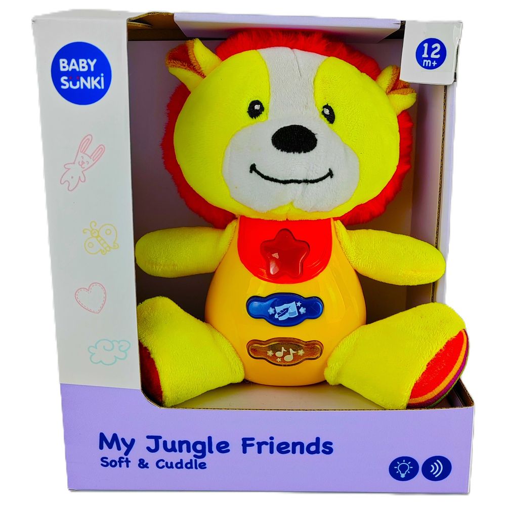 Baby Sunki - Plush Lion With Light & Music - Yellow - 15 cm