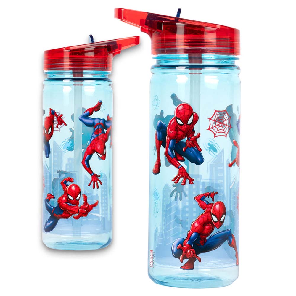 Fringoo - Plastic Bottle With Straw - Spiderman- 580 ml