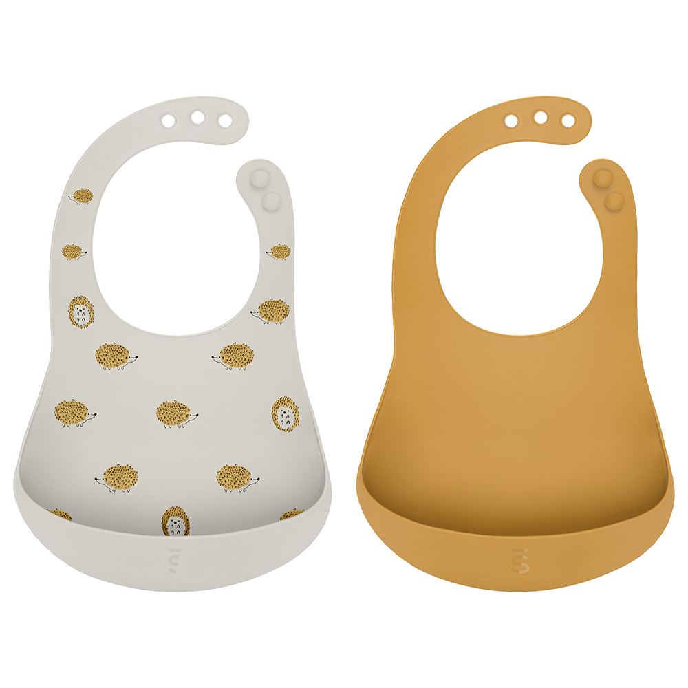 Suavinex - Silicone Bibs - Grey/Yellow - 2pcs