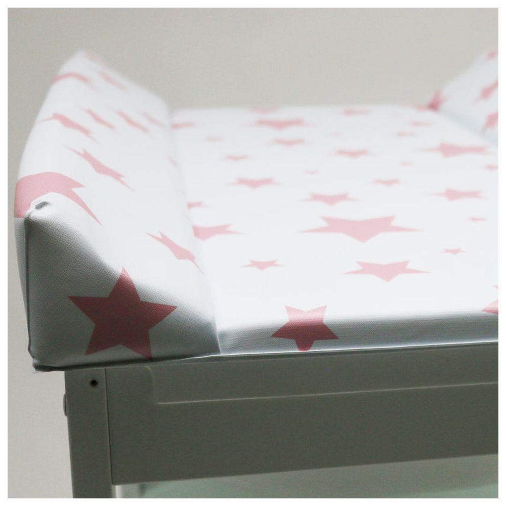 Plastimyr - White Wooden Bathtub with Changing Table - Pink Stars