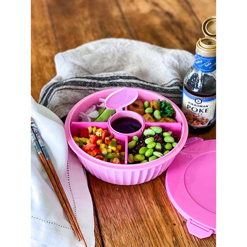 Yumbox - 4 Part Divider Poke Bowls - Guava Pink