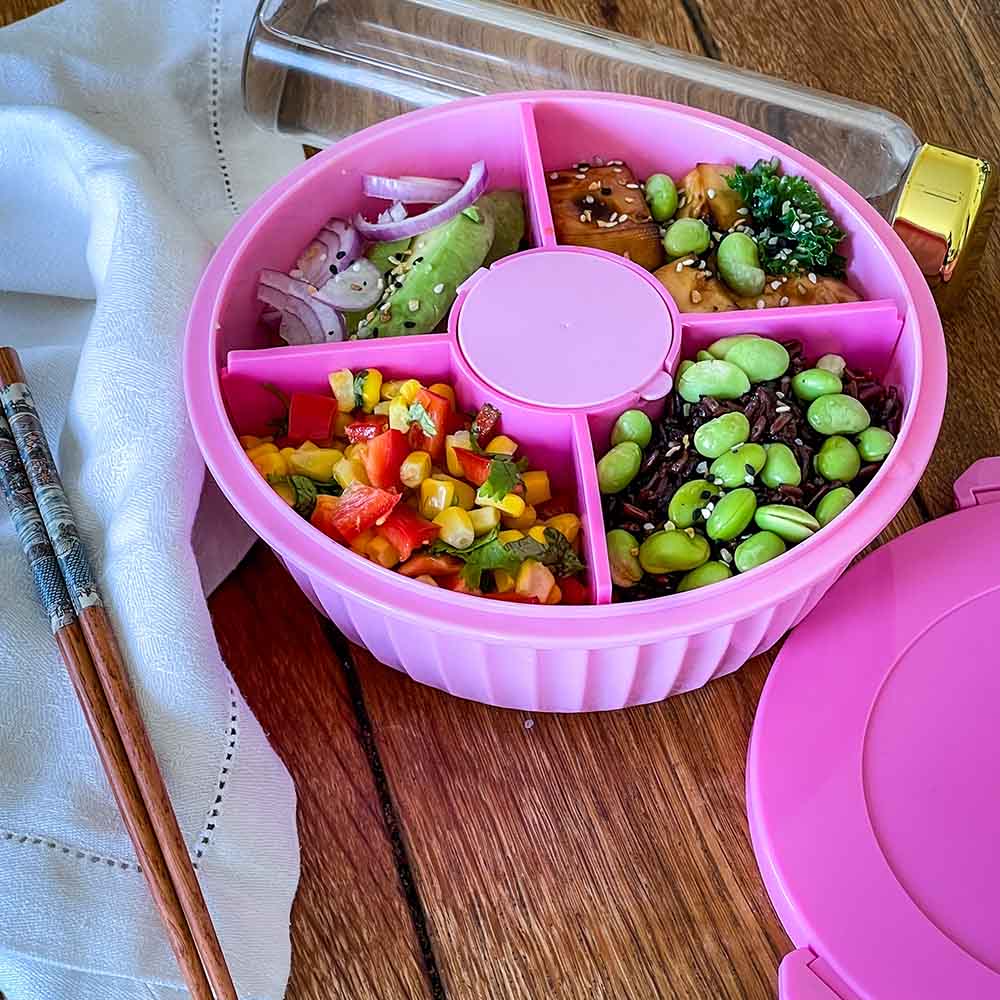 Yumbox - 4 Part Divider Poke Bowls - Guava Pink