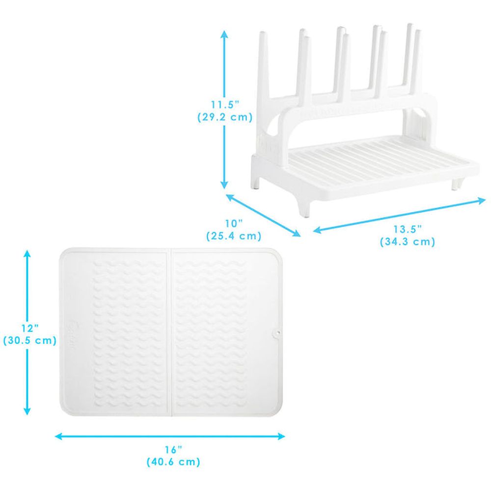 PopYum - Space Saving Drying Rack With Drying Mat - White