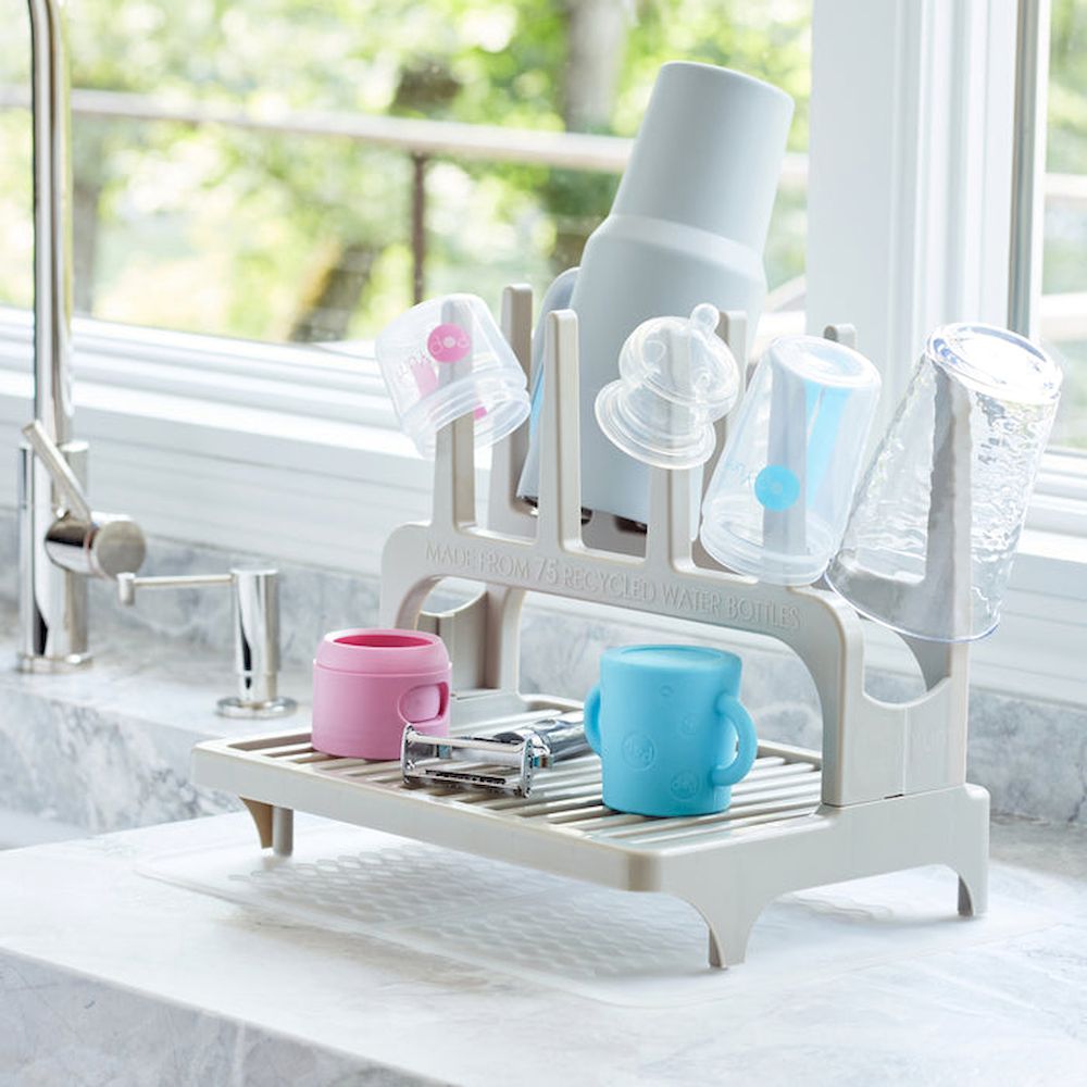 PopYum - Space Saving Drying Rack With Drying Mat - Grey