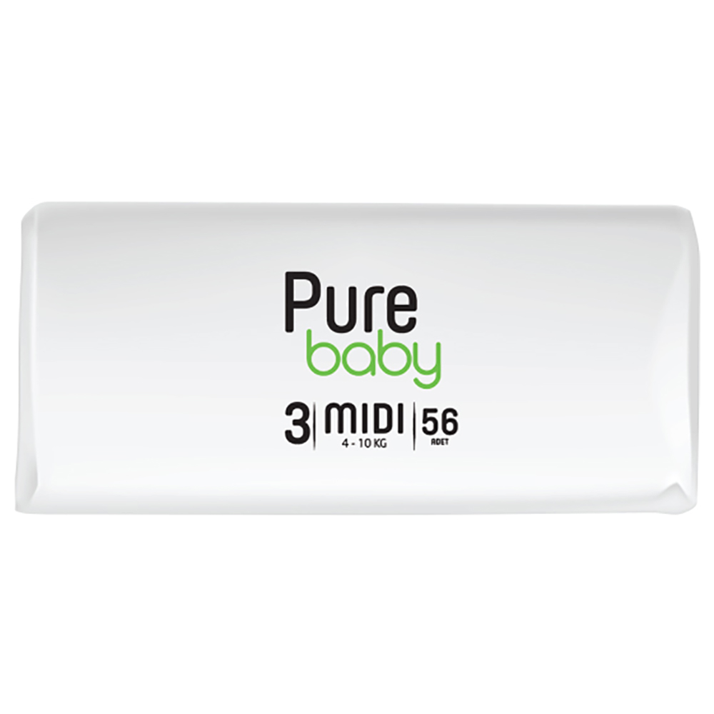 بيور بيبي - حفاضات سحب مع الخيزران العضوي - 4-10 كجم - S3 - 56 قطعة