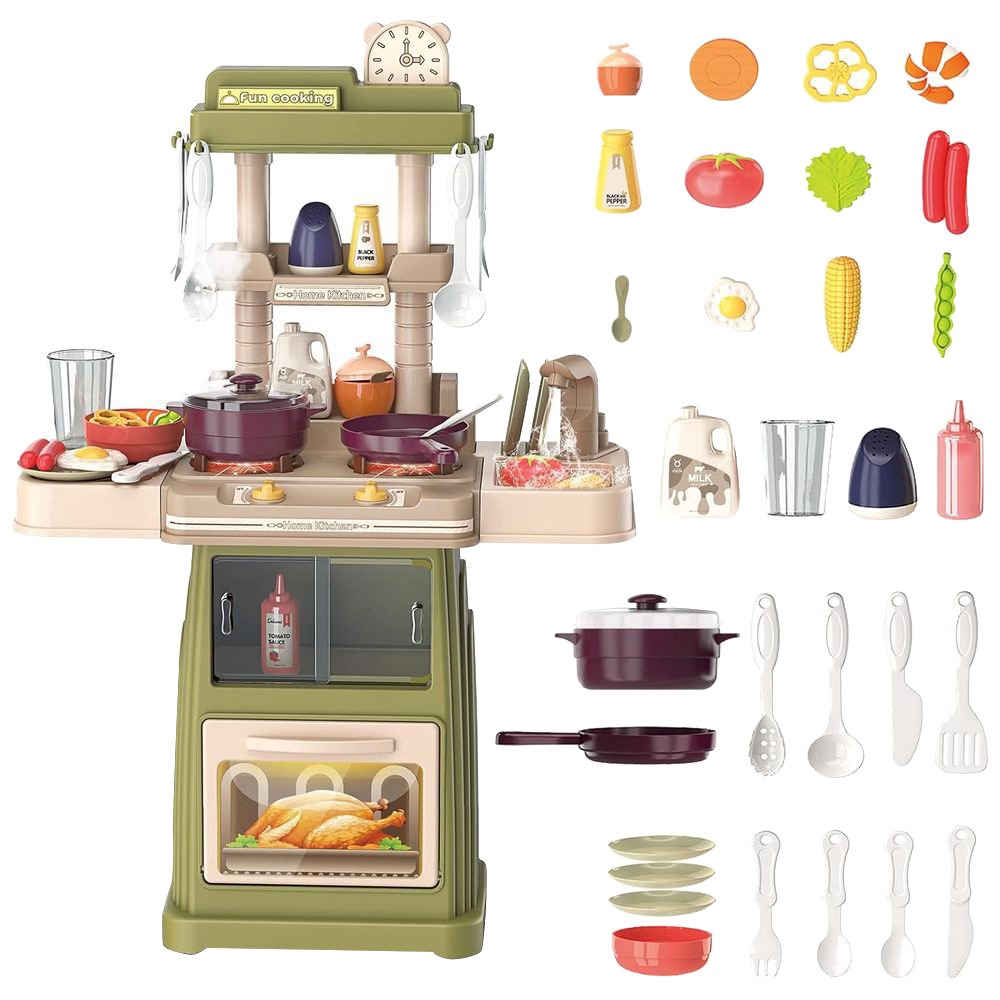 ليتل أنجل - مطبخ اللعب مع إضاءة وصوت - 30 قطعة - أخضر