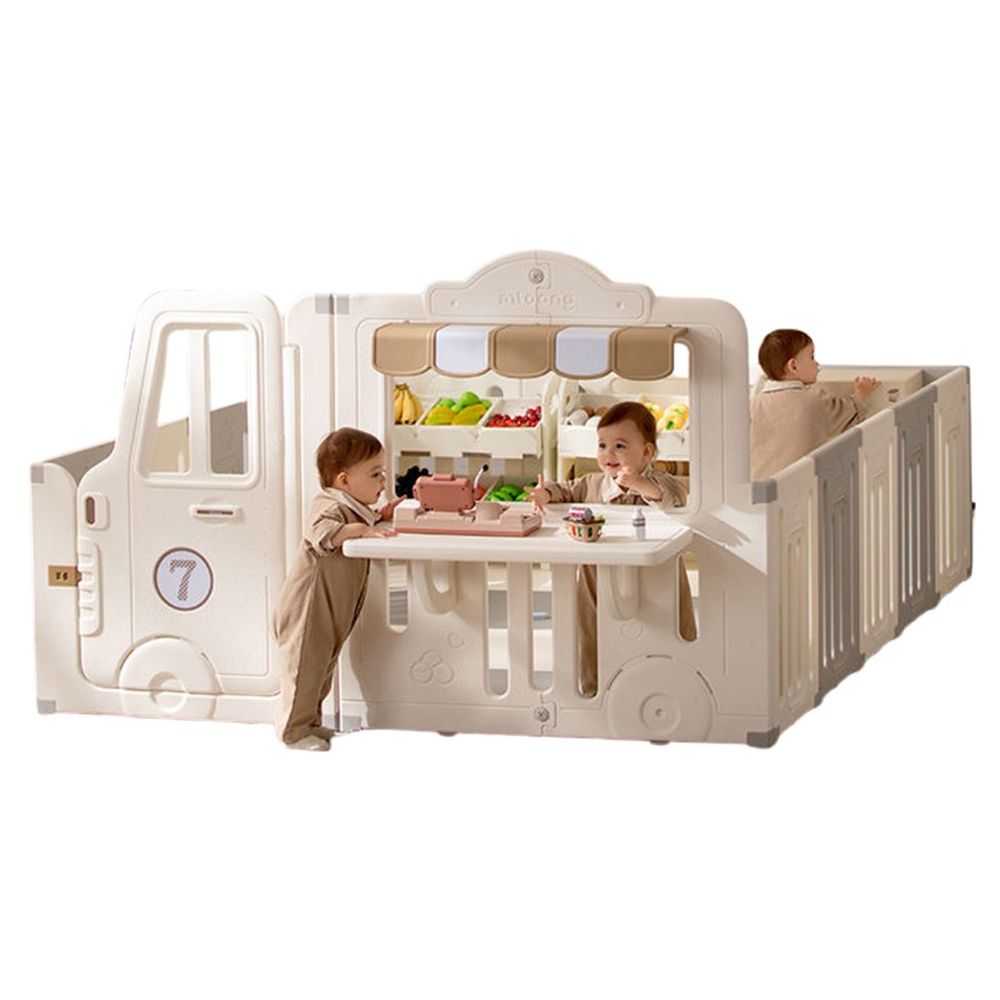 Megastar - Toddler Food Truck Play Yard Playpen - Beige