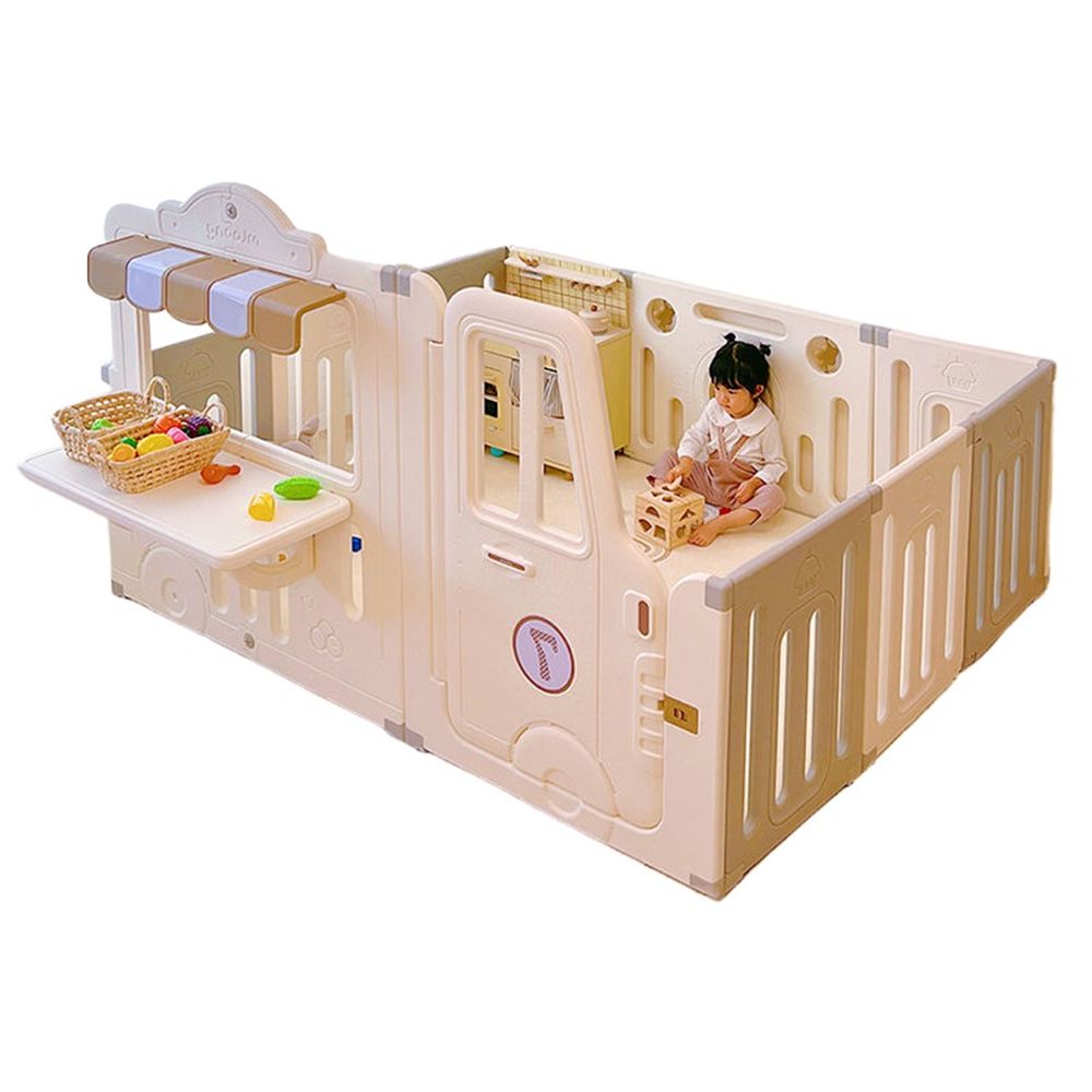 Megastar - Toddler Food Truck Play Yard Playpen - Beige