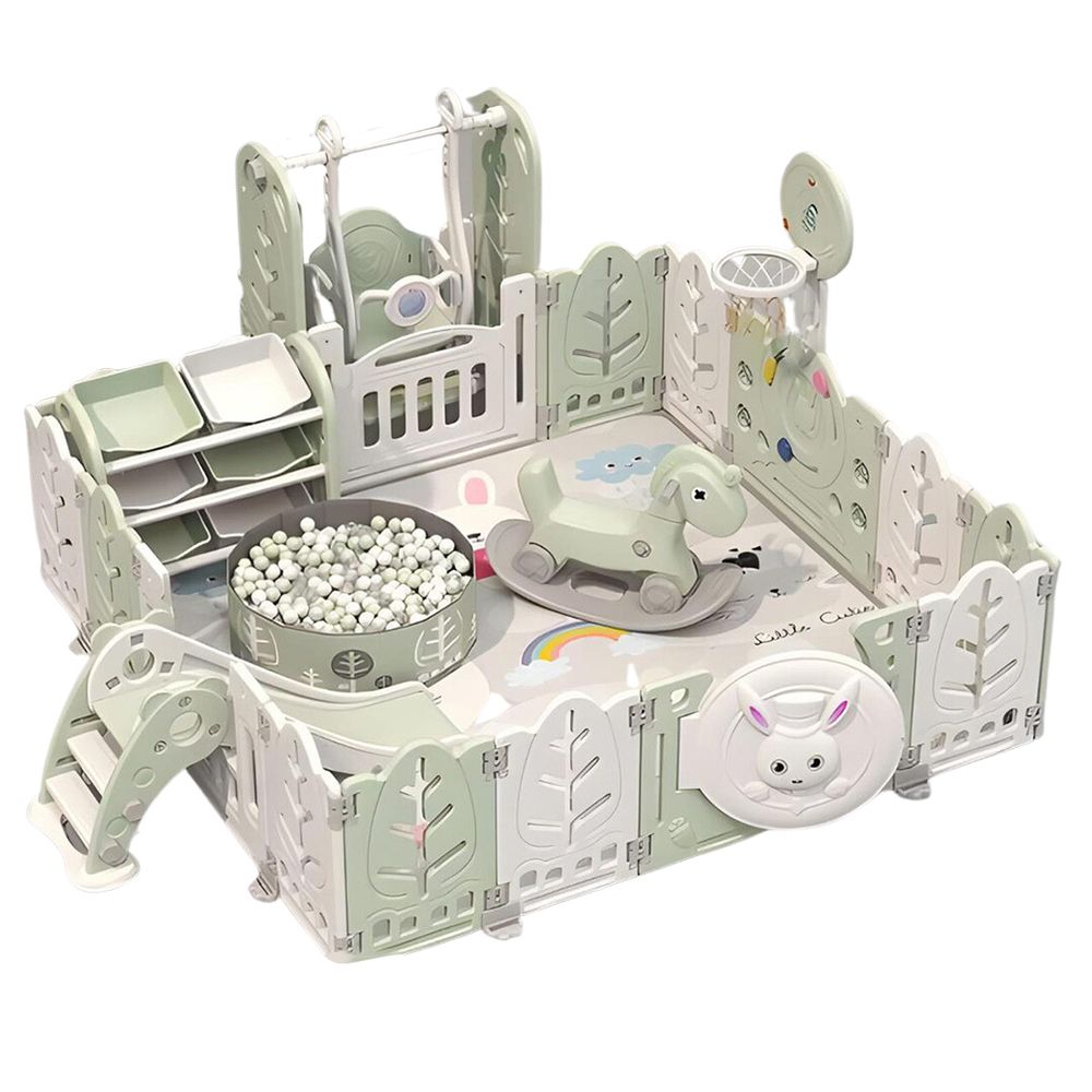 ميجا ستار - سلة (قفص) اللّعب للأطفال مع أنشطة متعددة - أخضر