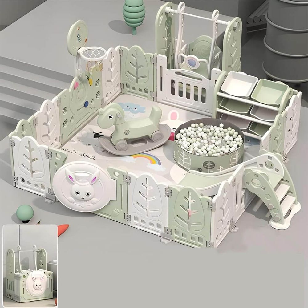 ميجا ستار - سلة (قفص) اللّعب للأطفال مع أنشطة متعددة - أخضر