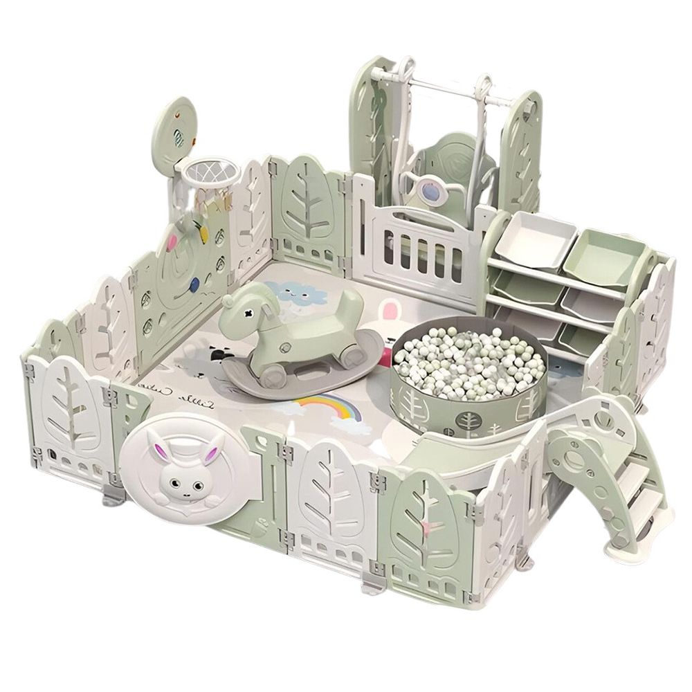 ميجا ستار - سلة (قفص) اللّعب للأطفال مع أنشطة متعددة - أخضر