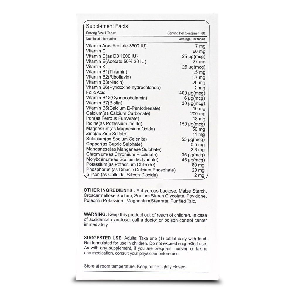 Cenvitan - Adults Multi-Vitamin & Minerals Tablets - 60 Pcs