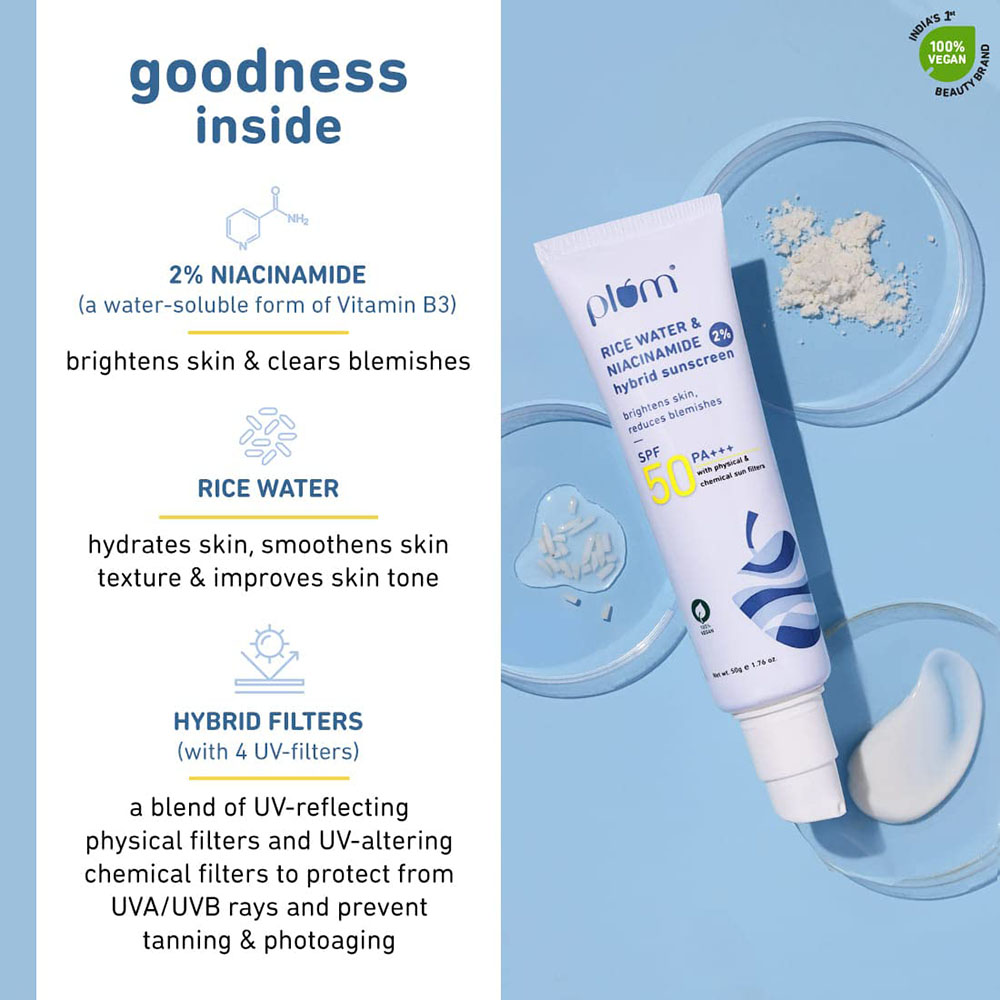 Plum Goodness - SPF50 Sunscreen - Rice Water & Niacinamide - 50 g