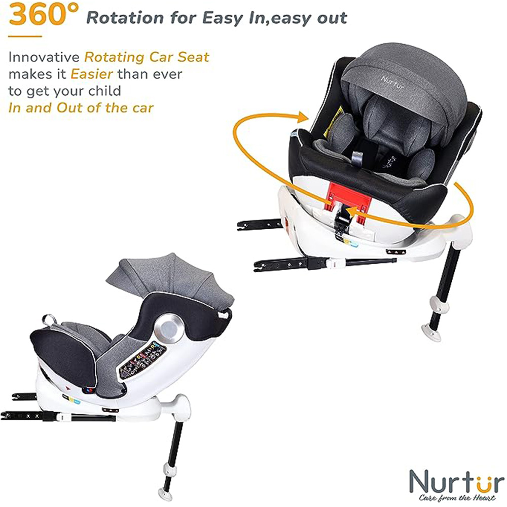 نيرتشر - مقعد سيارة ليبرتي للأطفال 4 في 1 ايزو فيكس 10 مع مظلة - رمادي