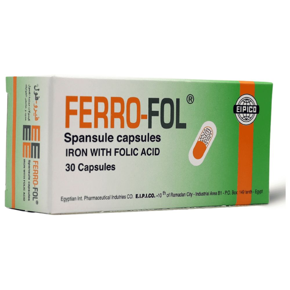 فيرو-فول - كبسولات سبانسول من الحديد وحمض الفوليك - 30 كبسولة