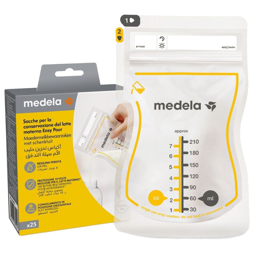 ميديلا - أكياس تخزين حليب الثدي سهلة الصب 210 مل - 25 كيسًا