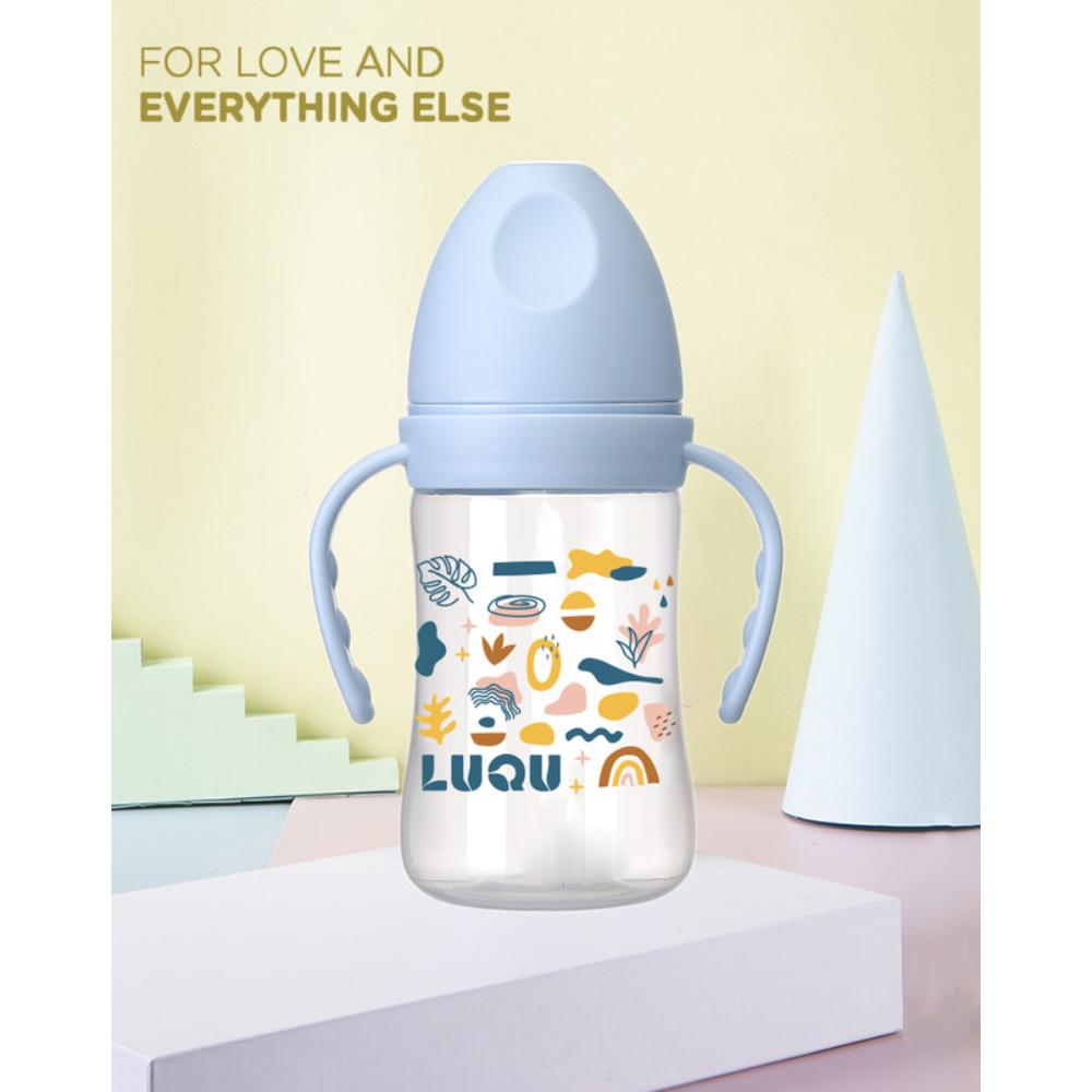 LuQu - PP Feeding Bottle with Handle Nipple size L, 6m+ - 240ml - Blue