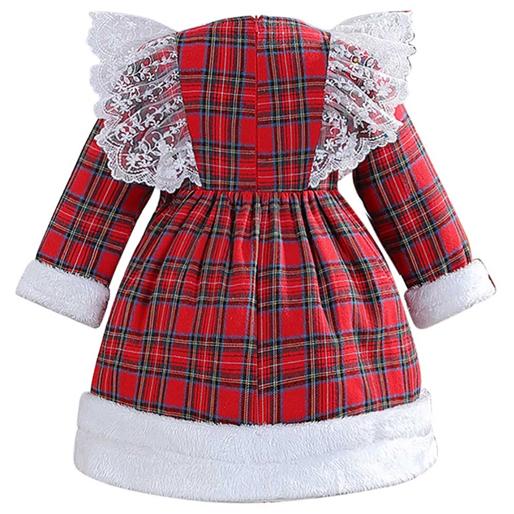 شوغر راش - فستان كريسماس مربعات - أحمر