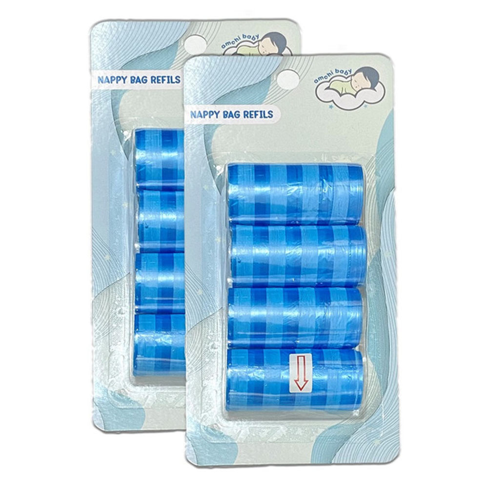 Amchi Baby - Disposable Nappy Bag Refill Rolls - Blue - Pack of 2