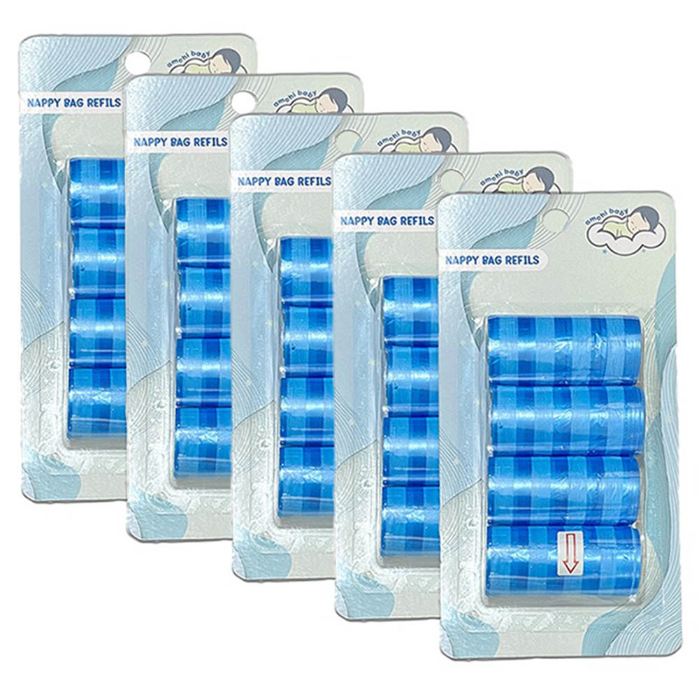 Amchi Baby - Disposable Nappy Bag Refill Rolls - Blue - Pack of 5