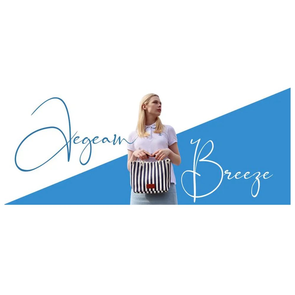 أنيموس - حقيبة يد وكتف مخططة - كحلي