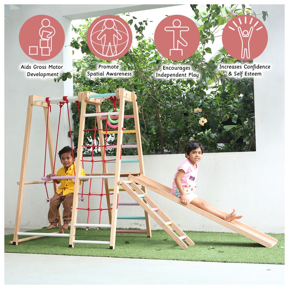 Ariro - 6-in-1 Wooden Ultimate Jungle Gym