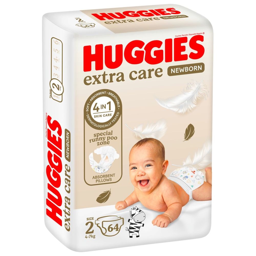 هجيز - حفاضات عناية إضافية لحديثي الولادة - حجم 2 - 4-6 كلغ - 64 حفاض